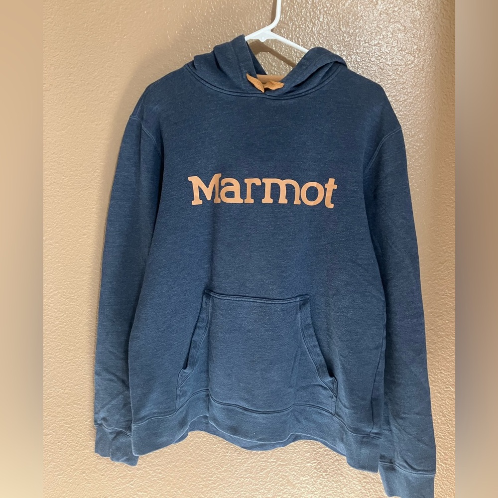 Marmot Navy Hoodie with Logo